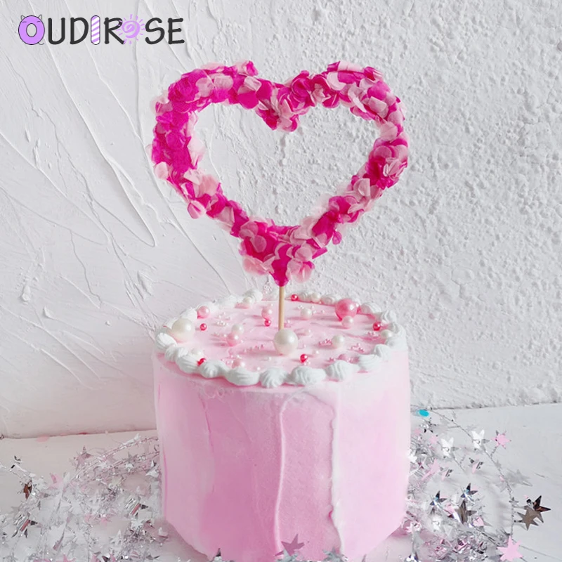 OUDIROSE 1 шт. розовый синий круглый конфетти Топпер для торта Love Baby Shower День рождения