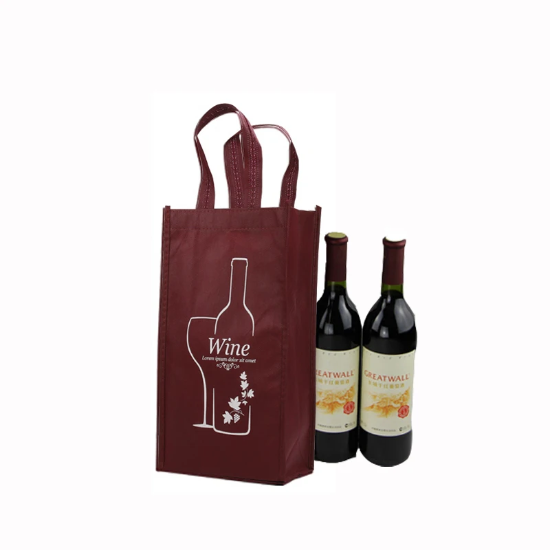 4 Double bottle Красное вино Нетканая ручка сумки с одной двойной бутылкой 2 Подарочная посылка для хранения Эко Черный собственный логотип печать Tote пустой узор - Цвет: 4 Double bottle