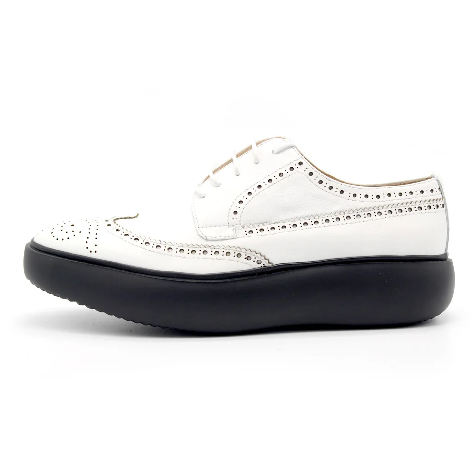 Броги из натуральной воловьей кожи на толстом каблуке | Обувь