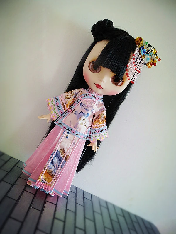 2 шт./компл. изысканный китайский древний костюм для blyth kurhn licca 1/6 bjd кукла розовый