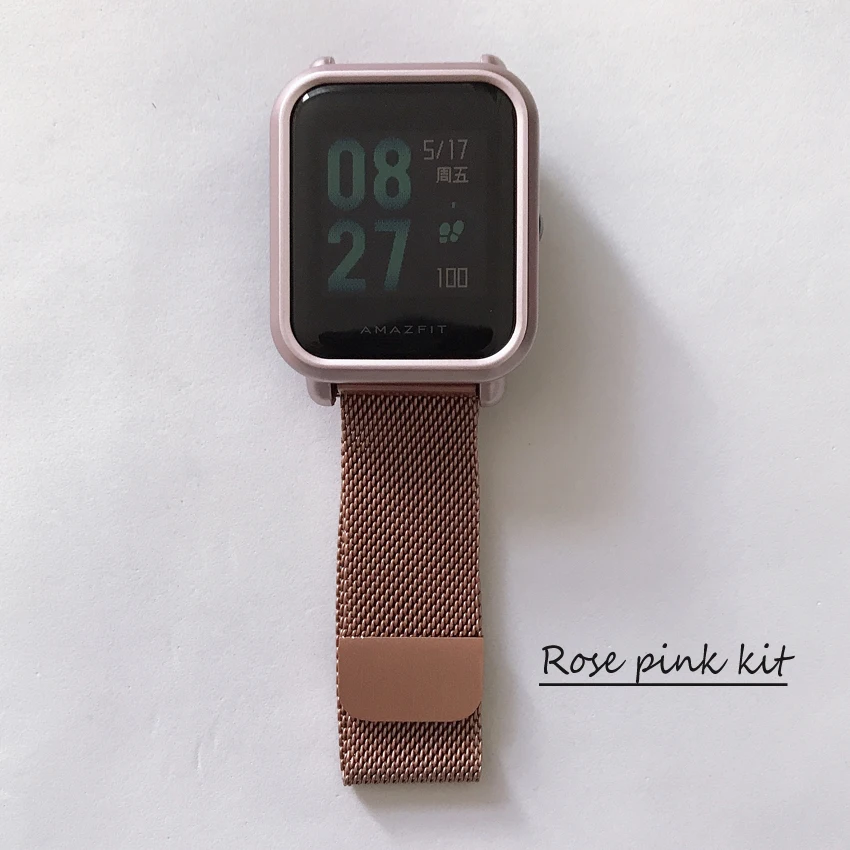 7в1 ремешок для часов Huami Amazfit ремешок Bip из нержавеющей стали магнитный браслет для Amazfit Bip Lite чехол протектор Аксессуары