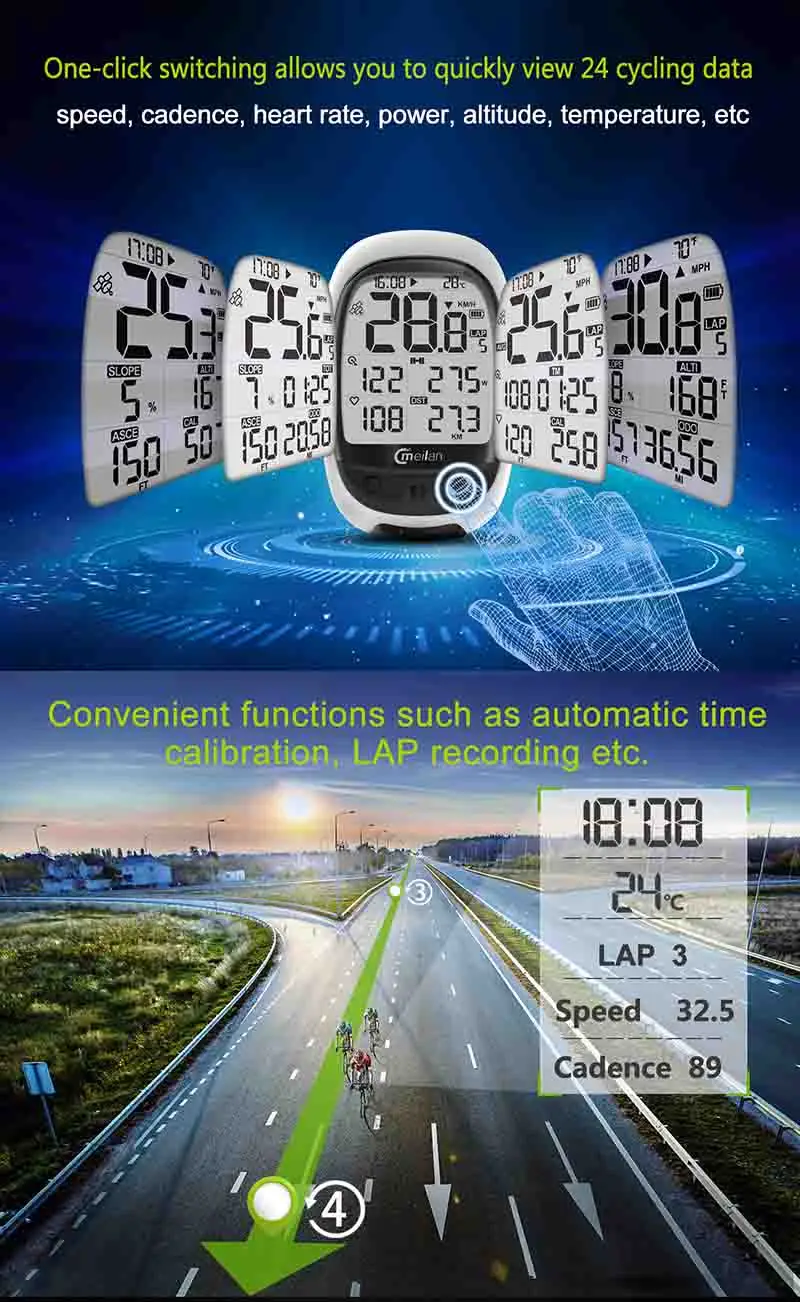 Meilan M2, gps, велосипедный компьютер, беспроводной измеритель скорости, Bluetooth, ANT, велосипед, одометр, датчик частоты вращения, пульсометр, опционально