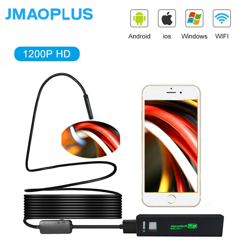 8 мм эндоскоп 10 м 1200p Wifi HD мини камера эндоскоп мобильный эндоскоп камера для телефона бороскоп IOS эндоскоп для Ip