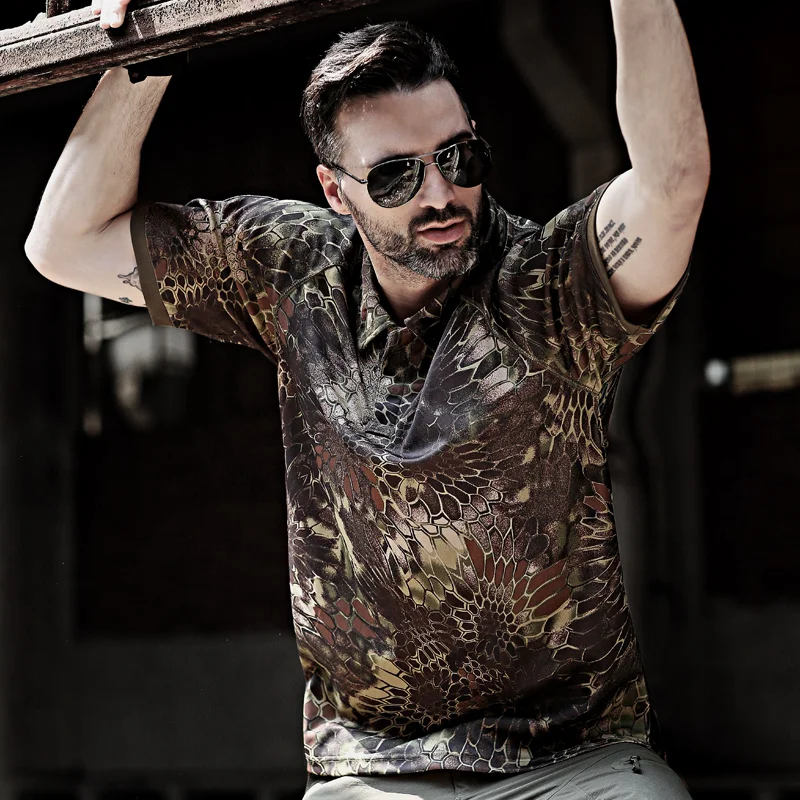 Мужская тактическая футболка дышащая 6 цветов камуфляжная походная военная
