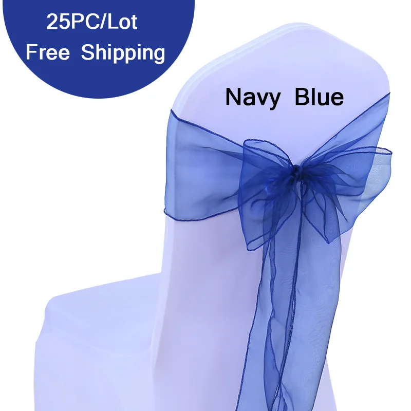 25 шт./лот свадебные банты для стульев украшенные кристаллами органза галстук