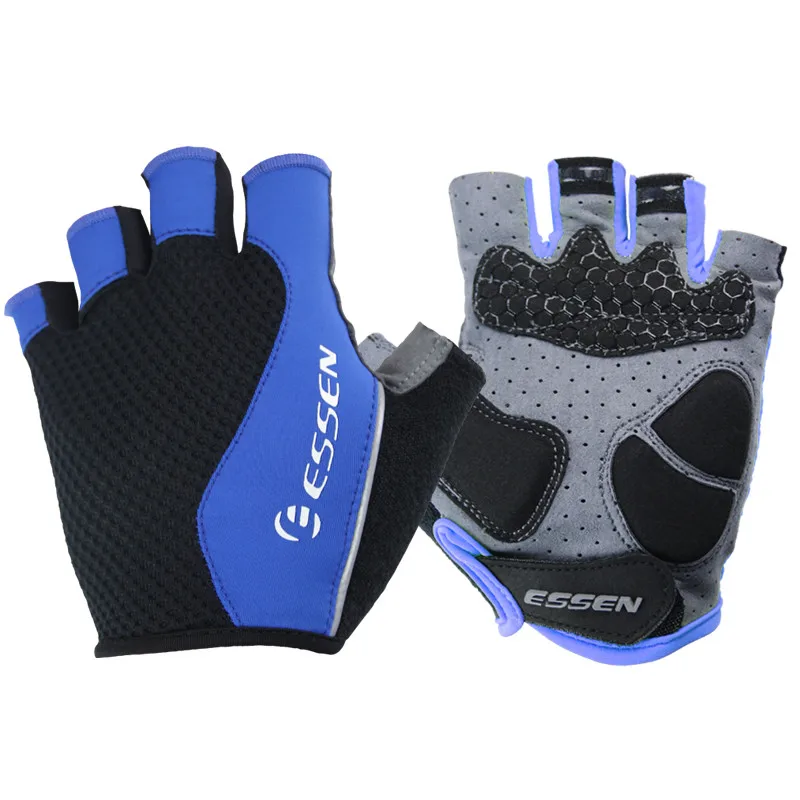 black blue ESSEN перчатки для велоспорта мужские летние спортивные велосипедные перчатки Guantes Ciclismo лайкра гель MTB горный велосипед перчатки - Цвет: black blue