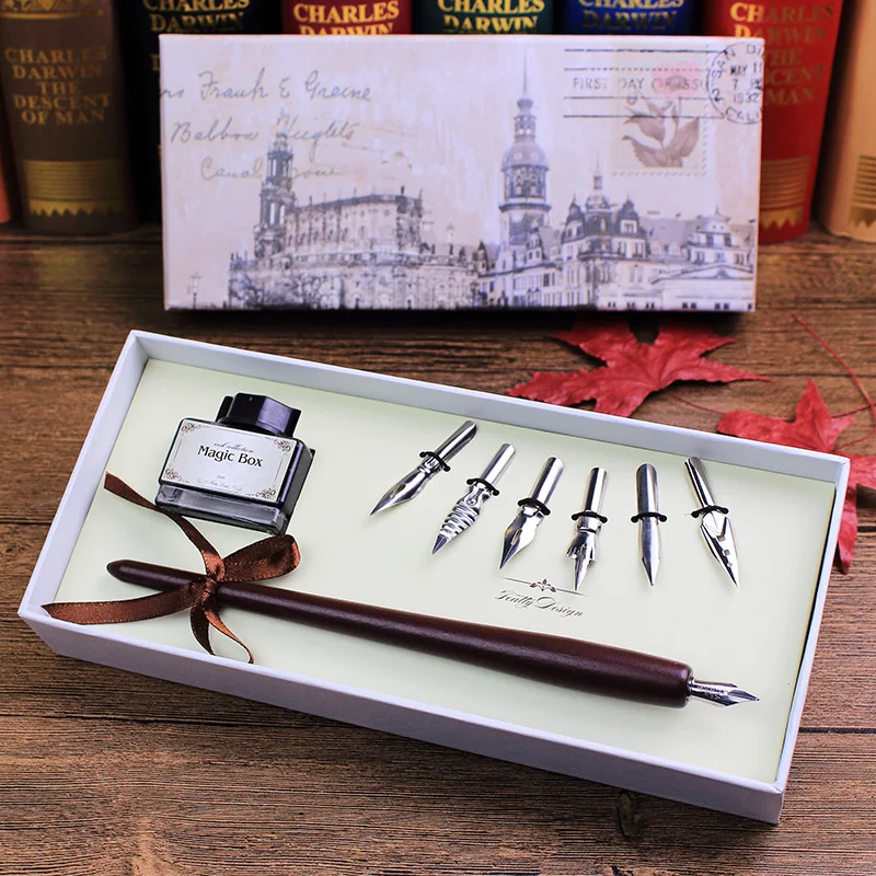 Особенность ретро каллиграфия в итальянском стиле Quill Dip pen искусство письма