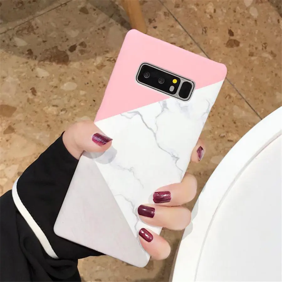 Чехол для телефона с Розовым Мрамором samsung Galaxy S7edge S8 S9 Plus матовый жесткая задняя