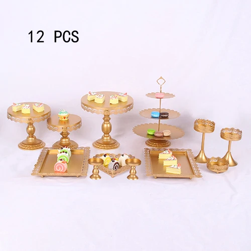 gold 12pcs 7/комплект из белого золота со стразами и жемчугом; металлическая, для подставки для пирожных кекс десерт части стойки держателя вечерние свадебные украшения стола для банкета - Цвет: gold 12pcs