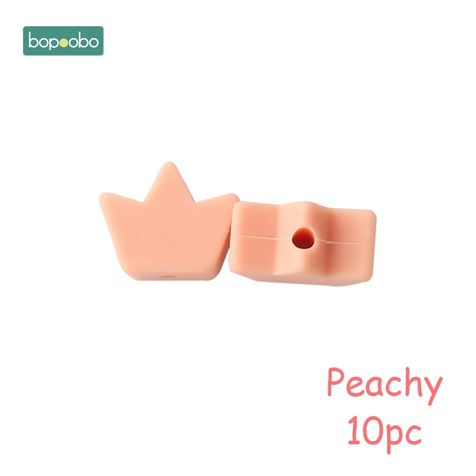 Peachy Crown Bopoobo 10 шт Силиконовые Бусины, пищевой силиконовый Прорезыватель зубов в виде звезды, Товары для малышей, силиконовый браслет для грызунов, сделай сам, детский Прорезыватель для зубов - Цвет: Peachy Crown