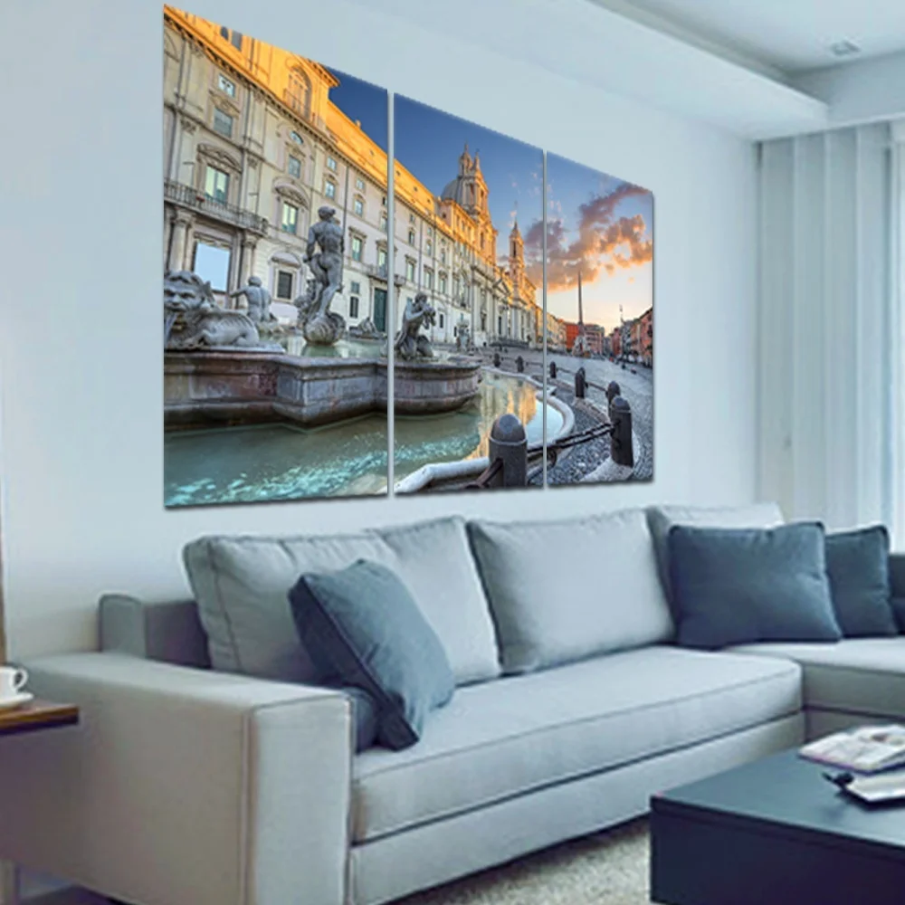 3 Панели холст живопись городское здание пейзаж настенная Современная печать