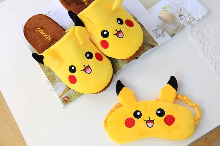 Тапочки Pokemon Pikachu baotou; пижамы унисекс для отдыха; обувь для костюмированной вечеринки; домашние теплые зимние тапочки с героями мультфильмов для пар