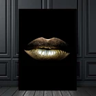 Холст, Скандинавская живопись, принты, Золотые губы, градиент, сексуальный домашний декор, плакаты, настенное изображение, современная спальня, модульные картины