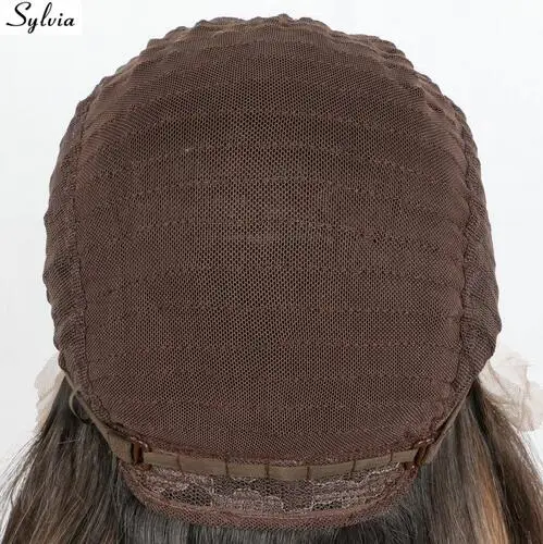 Шелковистые прямые синтетические кружевные передние парики silvia длинные