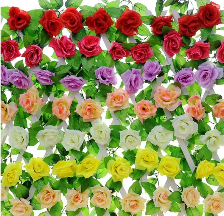 

Brand New Fashion Silk Rose Flower Fake Artificial Ivy Vine Hanging Garland home Wedding Decor