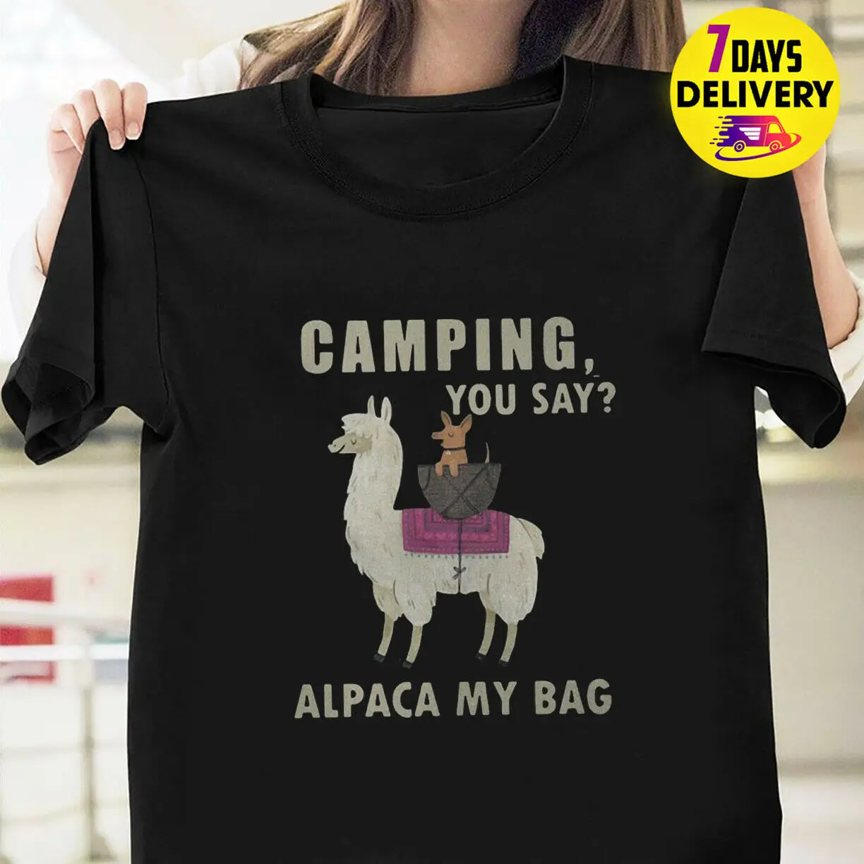 Camping You Say Альпака моя сумка Лама и кемпинг Любовник футболка Черный Размер S 3Xl |