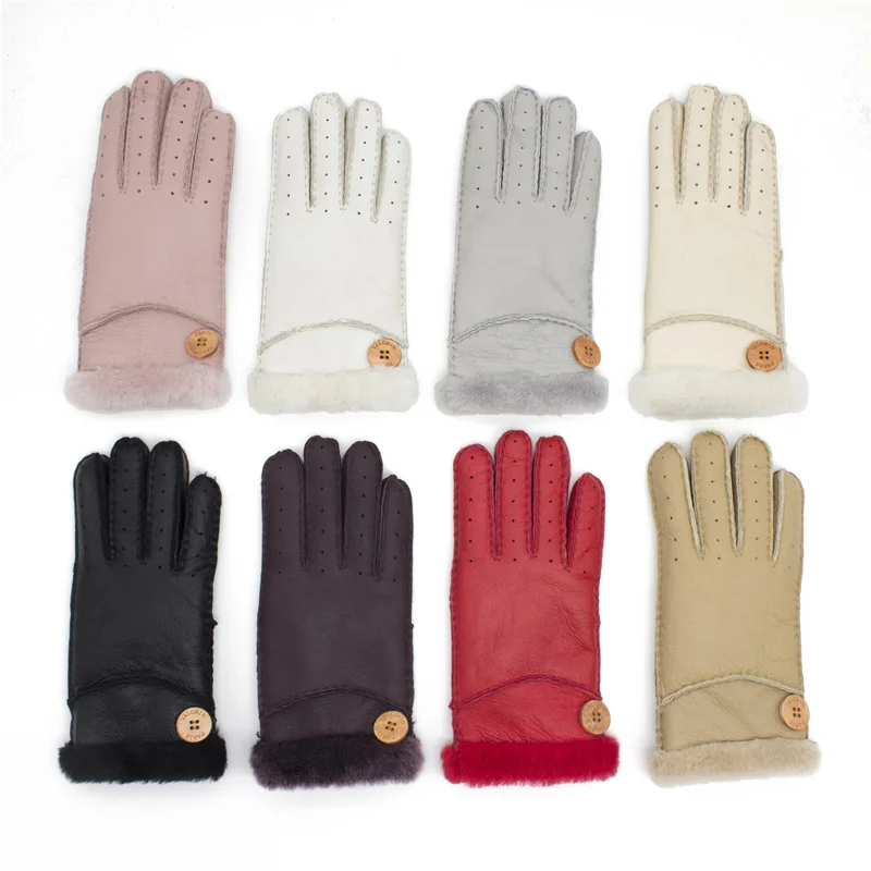 Harssidanzar 2017 Newest Womens Winter Shearling Gloves With Wood Button | Аксессуары для одежды