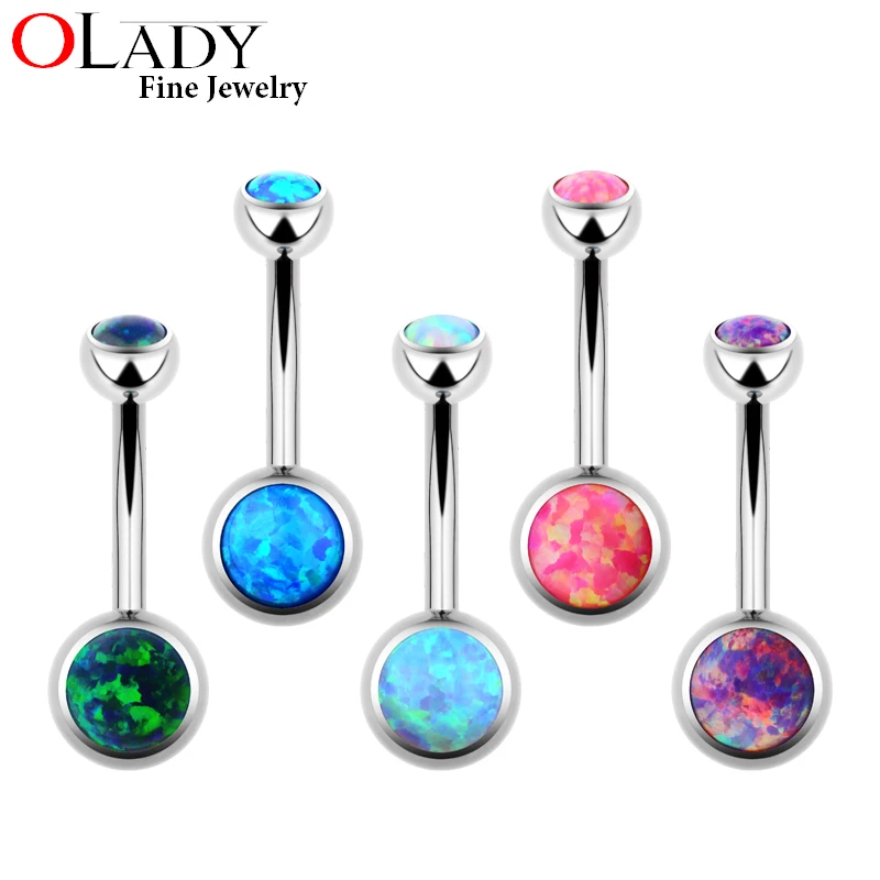 Изогнутые Штанги из титана 14 г 10 мм с опалом|piercing body jewelry|body jewelrybelly button |