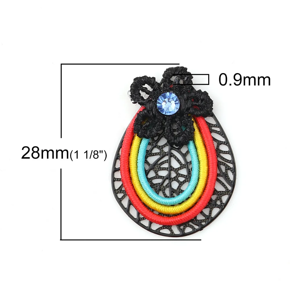 Модные медные и эластичные Подвески DoreenBeads подвески в виде капель черные цветные