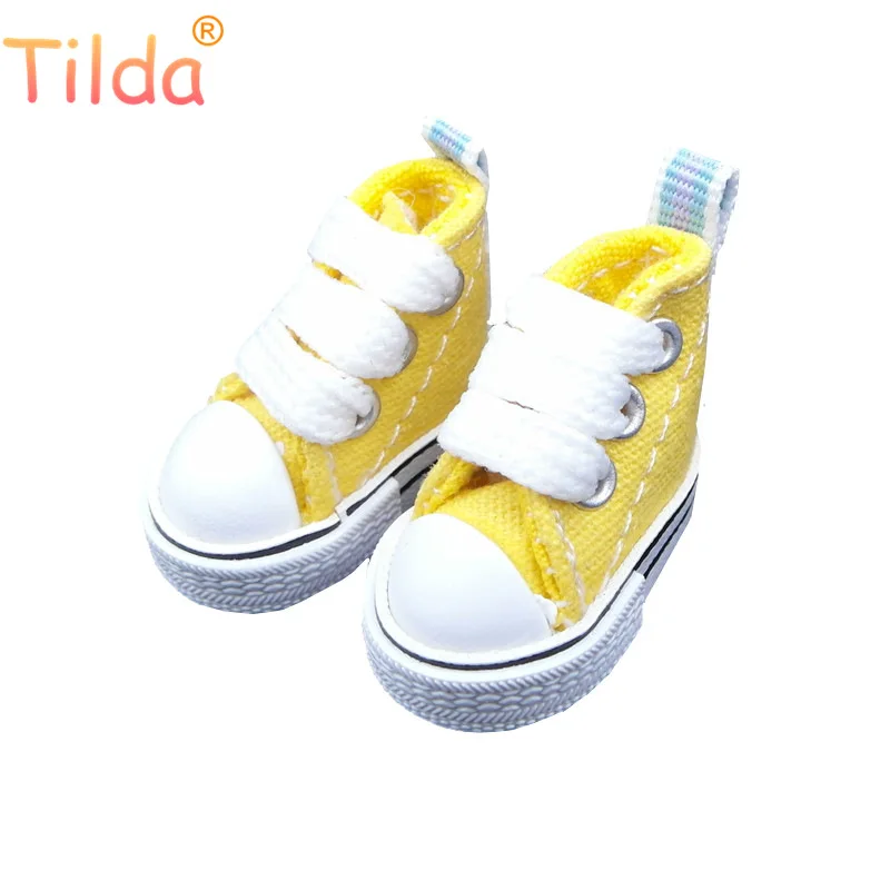 yellow Тильда 3,5 см кукла обувь для Blythe игрушки bjd, холст игрушечные кроссовки для OB24 куклы 1/8 для Blyth bjd аксессуары для кукол игрушка подарок - Цвет: yellow