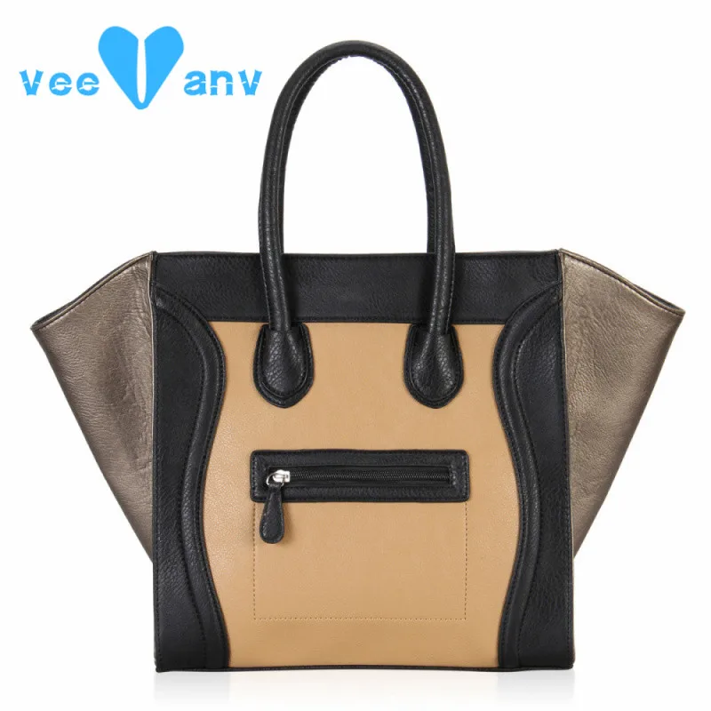 Женщины Дизайнер Кожаные Знаменитости Улыбка Шипованных Tote Сумочка Дамы Улыбкой