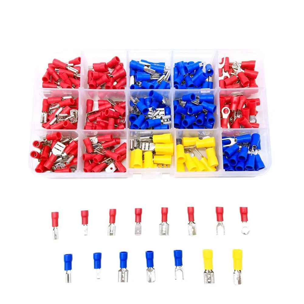 

720Pcs Assorted Insulated Spade Crimp Terminal Electrical Wire Connector Set Red Blue Yellow
