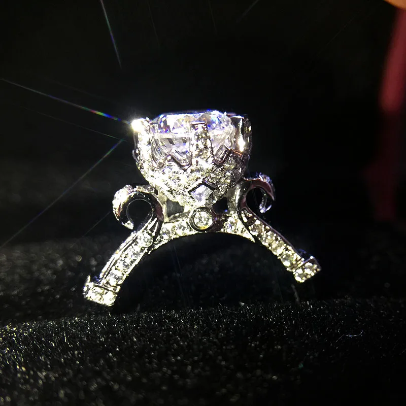 Блестящие Прозрачные Свадебные кольца SONA с высоким содержанием углерода 2 карата