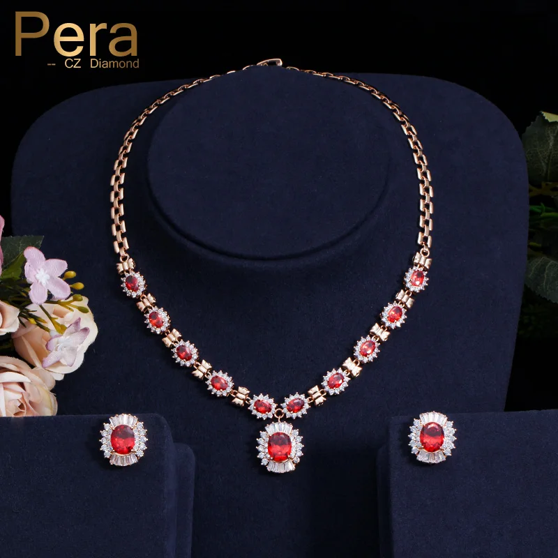 Ожерелье и серьги подвески женские с красным кристаллом фианитом|african women|necklace and