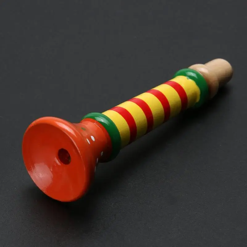 Wooden Trumpet Buglet Hooter Bugle Toys Kids Colorful Trumpet Hooter Toy Children Musical Instrument Educational Toy Trumpet