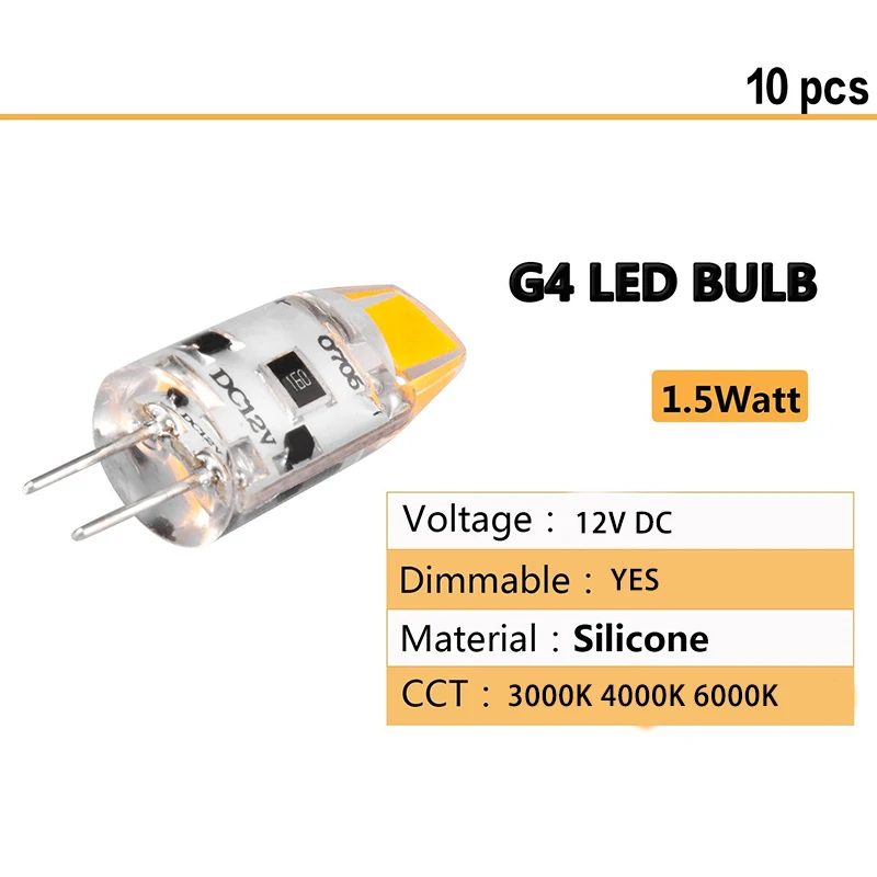 10 шт G4 светодиодный лампы 12 V DC затемнения удара светодиодный G4 лампа лампады лампочки 360 Угол луча без мерцания заменить 10 W 15 W галогенная лампа