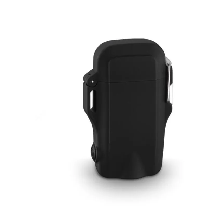 Black Мини-фонарик и USB зарядка двойная дуга прикуриватель ветрозащитная Водонепроницаемая плазменная Зажигалка для спорта на открытом воздухе - Цвет: Black