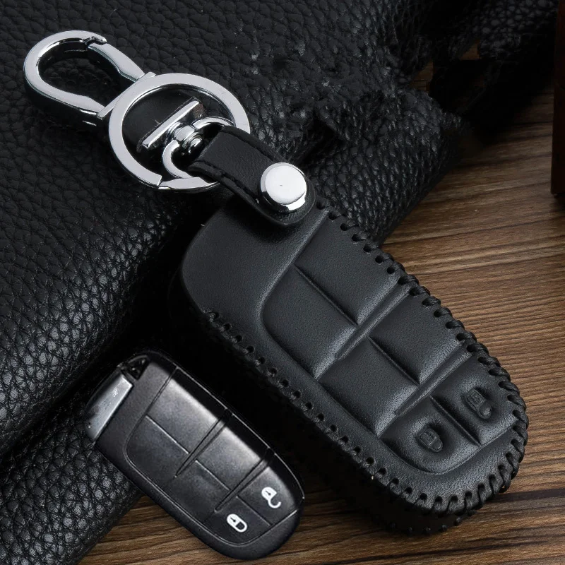 2 Пуговицы кожа Ключи чехол Брелок кожи Набор для Dodge Journey JCUV Jeep Grand Cherokee Wrangler