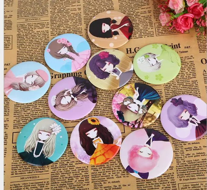 5 шт./лот Beauty girls Mini Portable Circular Hand Mirror карманный портативный инструмент для