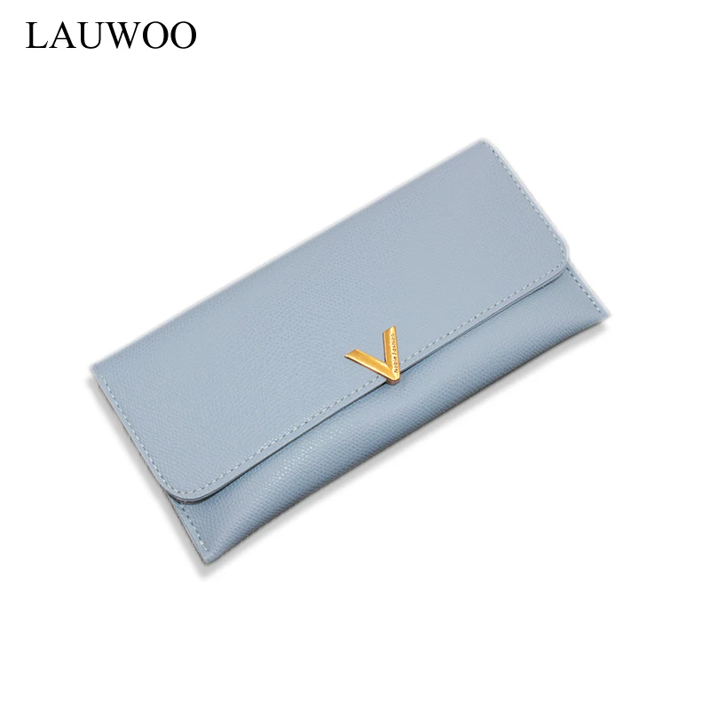 LAUWOO новые женские простые кожаные бумажник леди портативный