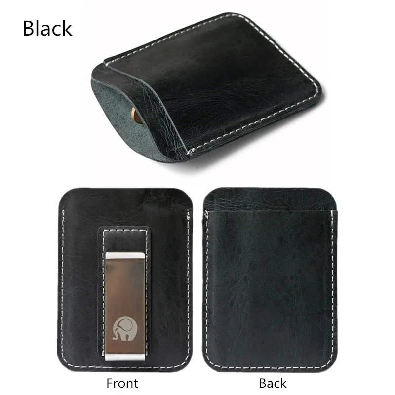Передний карман зажим для денег кошелек натуральная кожа маленькая кредитная