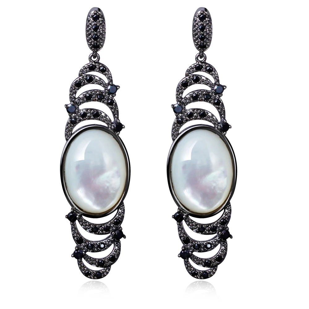 Красивые Винтажные серьги перламутровые капли для женщин с фианитами ААА