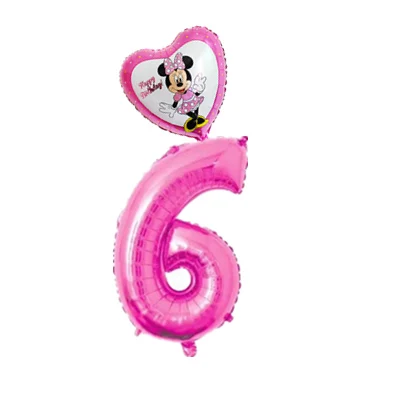 pink 6 2 шт. 32 дюйма розовый и голубой номер 0-9 Фольга надувные шары Mickey воздушный шар "Минни" 1 2 3 4 5 6 7 8 9 лет для детей от День рождения украшения - Цвет: pink 6