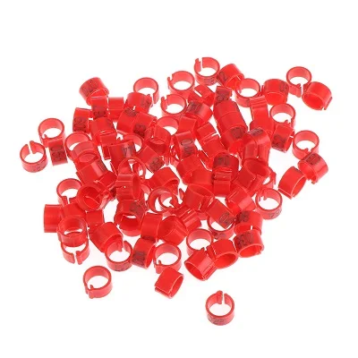 100 шт 8 мм идентификационные кольца для переноски голубей тренировочные принадлежности для ног с номером птицы - Цвет: Красный