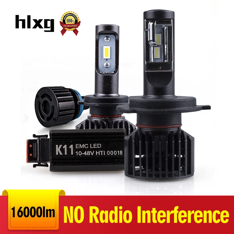 HLXG 2 шт. h7 led 16000lm Автомобильные светодиодные лампы Фар H4 hi lo beam h8 h11 противотуманная