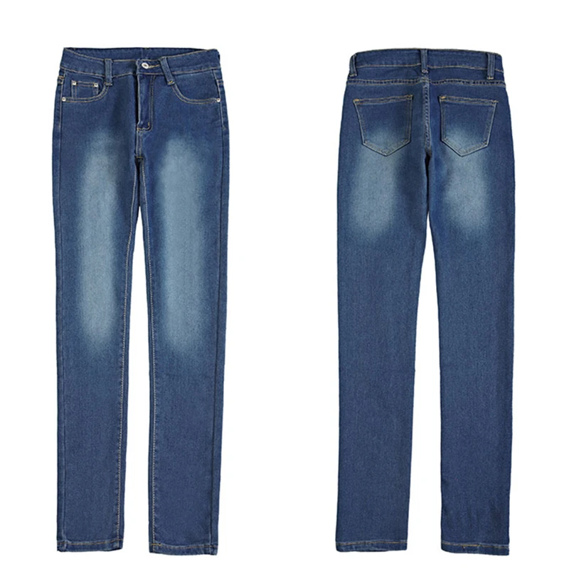 Европа 2019 Новая мода досуг темно синие джинсы с высокой талией стрейч тонкий