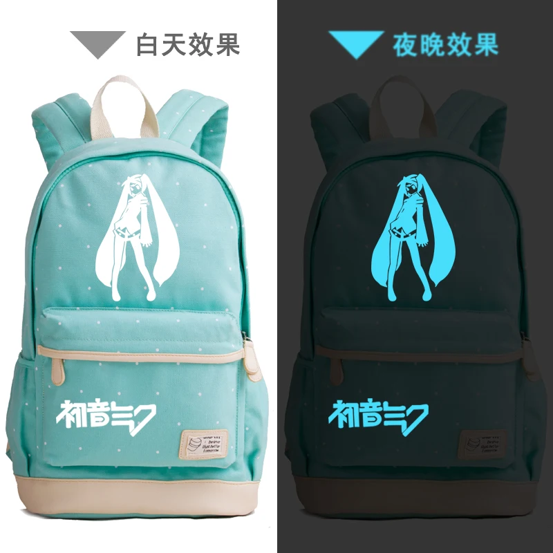 Музыкальный Хацунэ Мику Печать Рюкзак Kawaii женские сумки на плечо Miku Mochila Feminina Холст Школьные сумки для девочек-подростков