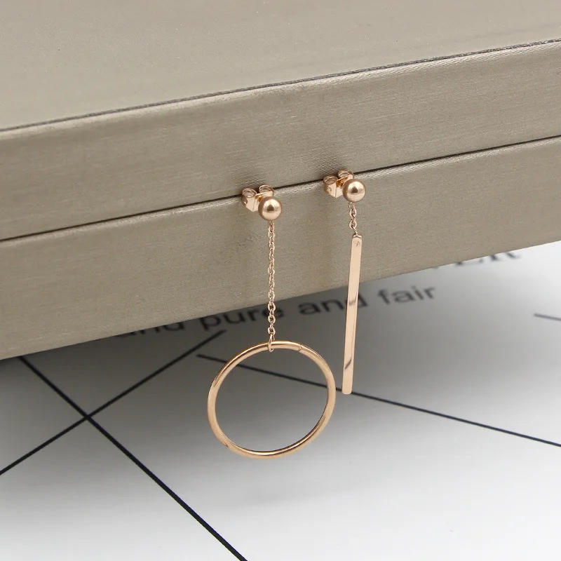 2018 модный бренд леди большой круг квадрат асимметрия Серьги-гвоздики