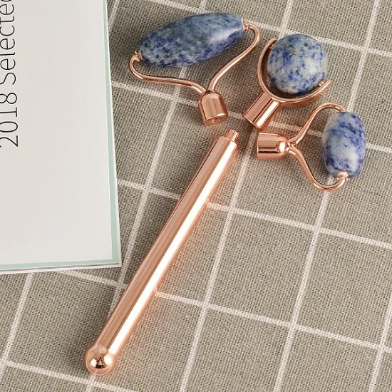 sodalite Нефритовый ролик для лица, Сменная головка, 3 размера, натуральный розовый кварц, массажер для лица, против морщин, для подтяжки лица, инструмент для ухода за кожей, 4 цвета, камень - Цвет: sodalite