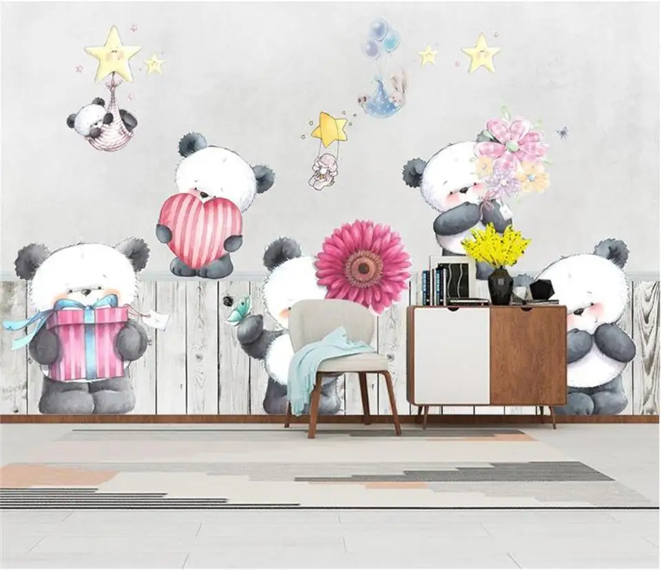 

Пользовательские 3D фото обои дети росписи гостиной диван ТВ фон обои мультфильм панда дети 3D картина обои домашний декор