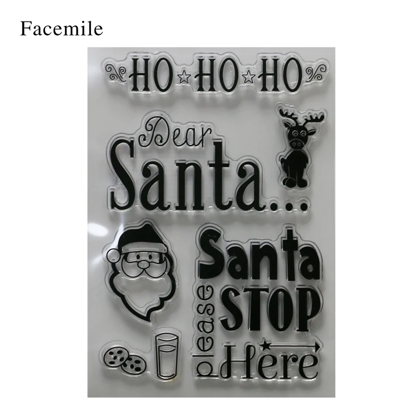 Santa Design Transparent Clear Silicone Stamps for DIY Scrapbooking Kids Christmas Fun Decoration Supplies YS058 Gift | Канцтовары для