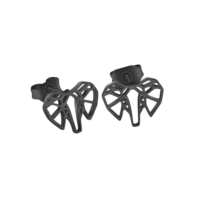 V Attract Origami Accessories Elephant Women Stud Earrings Black Gold Cute Girl Wear Animal Shaped 2018 | Украшения и аксессуары