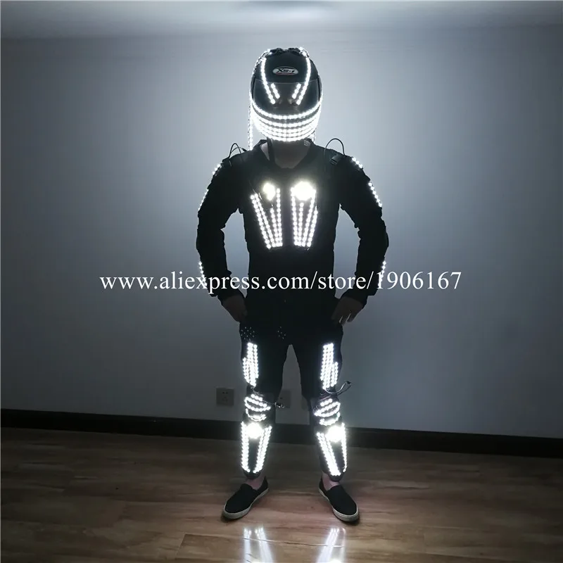 RGB красочные светодиодные светящиеся панцири робот танцевальный костюм растущий