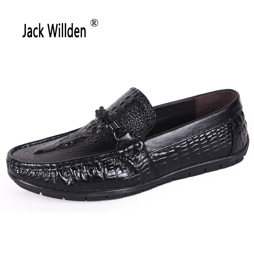 Jack Willden High Quality Genuine Leather Men Casual Shoes Crocodile Print Soft Moccasins Loafers Brand Comfy Driving | Обувь