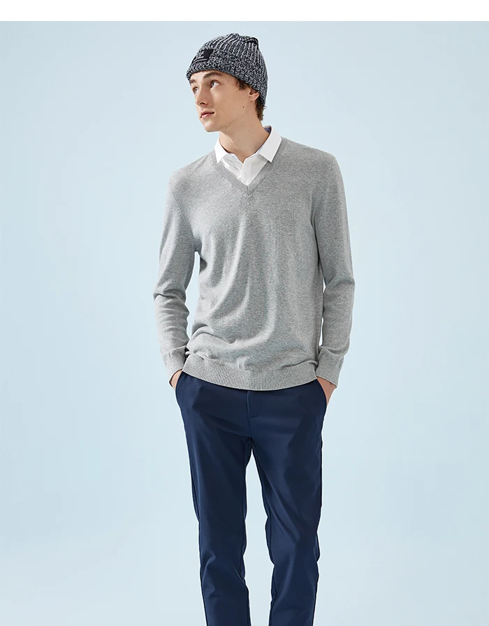 SEMIR Мужские приталенные брюки, хлопковые брюки-чиносы с боковыми карманами и карманами на пуговице сзади, повседневный стиль для весны и осени