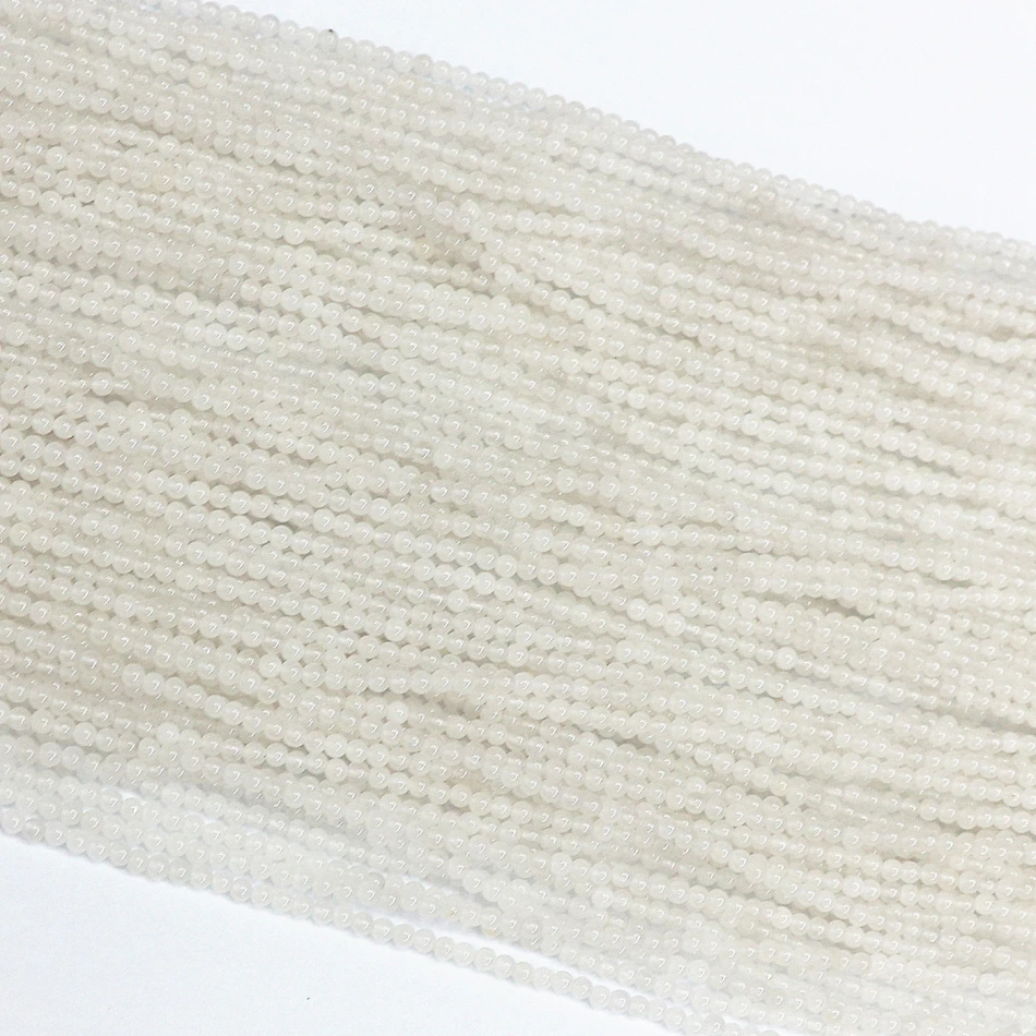 Натуральный белый халцедон Нефритовый камень 2 мм 3 модный Камень круглые бусины